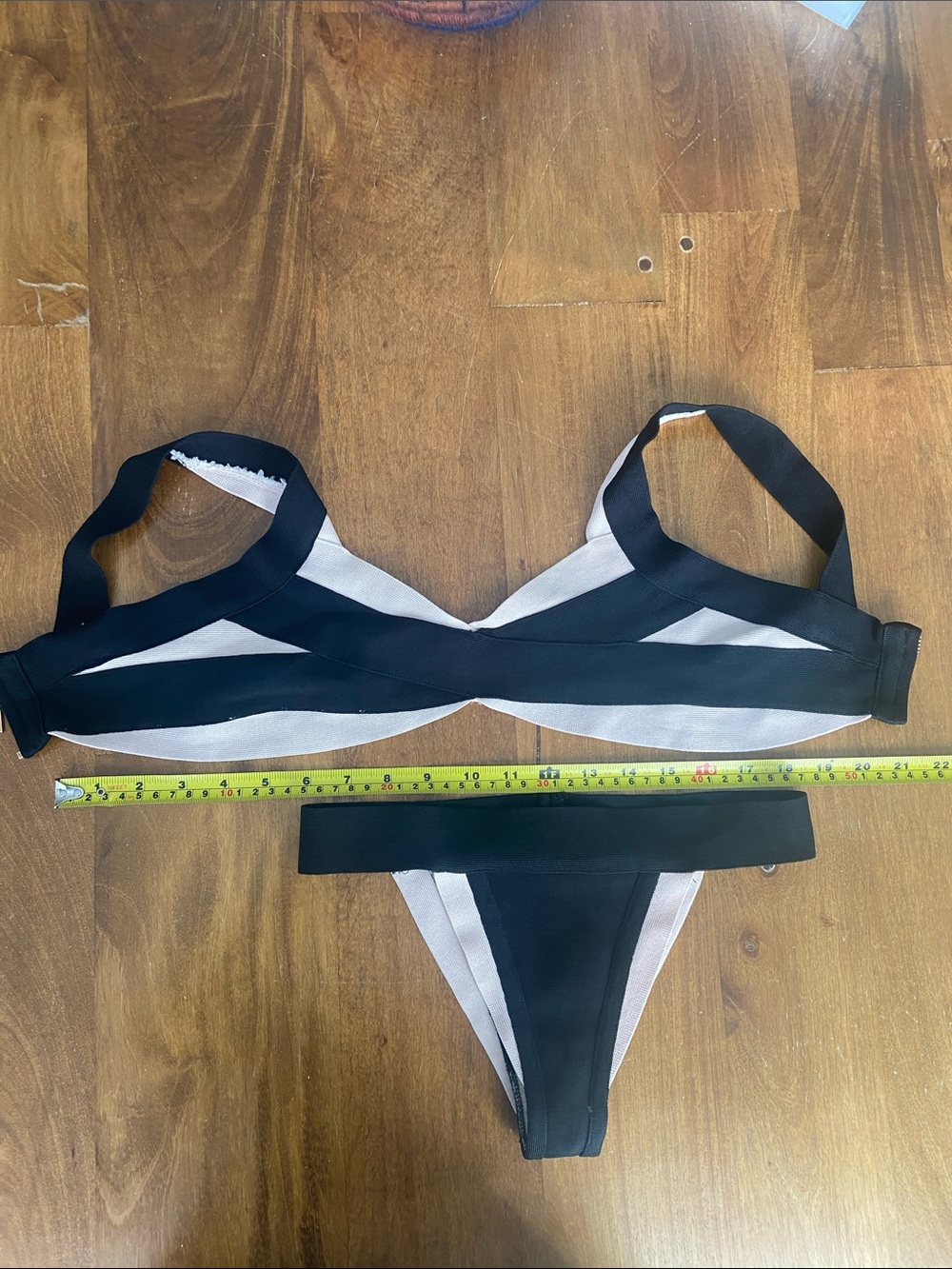 PrettyLittleThing Black and White Contrast Bikini Set